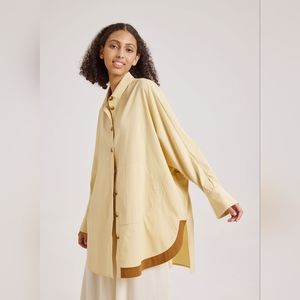 Chic Beige/Butter yellow unique Button-Up oversized shirt